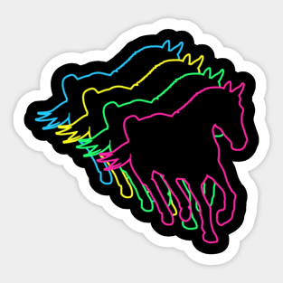 Horse 80s Neon Sticker